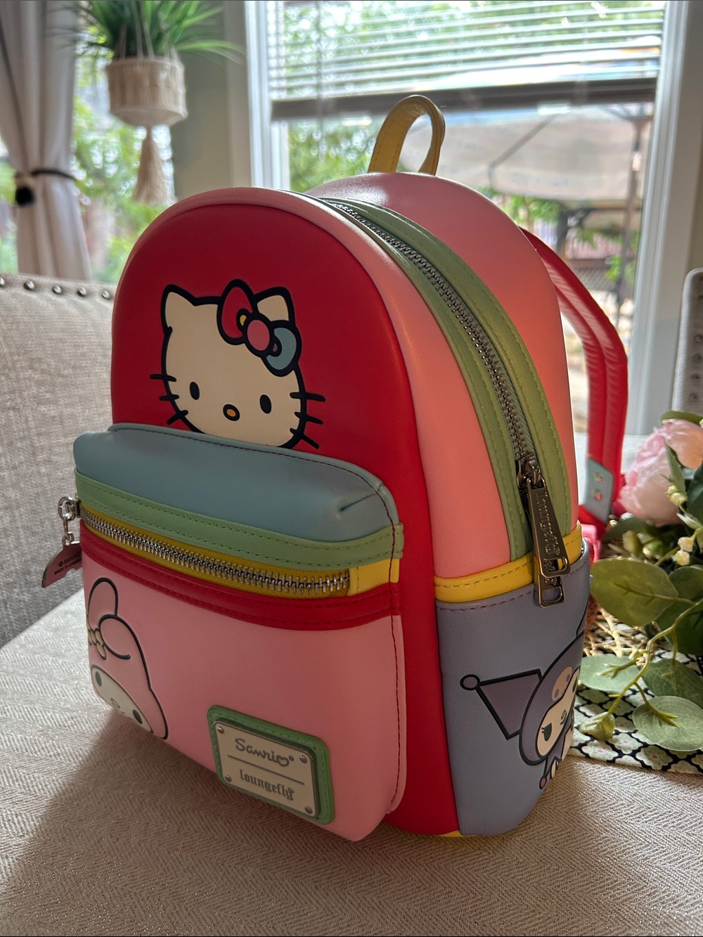 Sanrio Mini Backpack with Hello Kitty & My Melody - Red Pink Blue Yellow